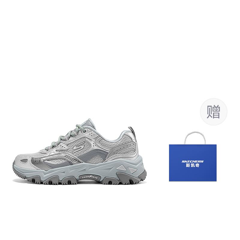 Skechers Cushioning Abrasion Resistant Breathable Low top Outdoor Shoes Women's Silver Gray 180330-SLGY