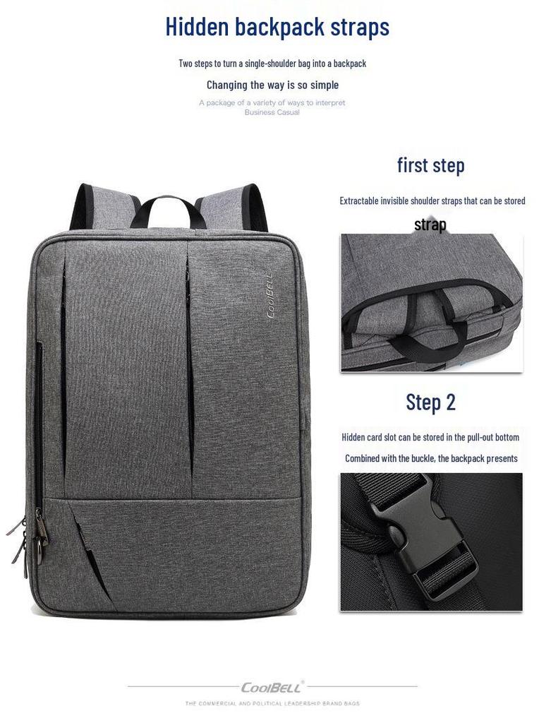 17-inch Multi-functional Anti-fall Men's Laptop Backpack/Crossbody Bag