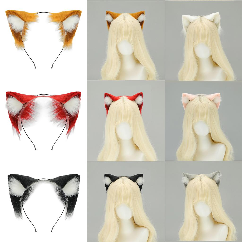 Adjustable Soft Plush Cats Ear Hairband Bendable Anime Ear Hairhoop For Roleplay Event Halloween Carnivals Celebration