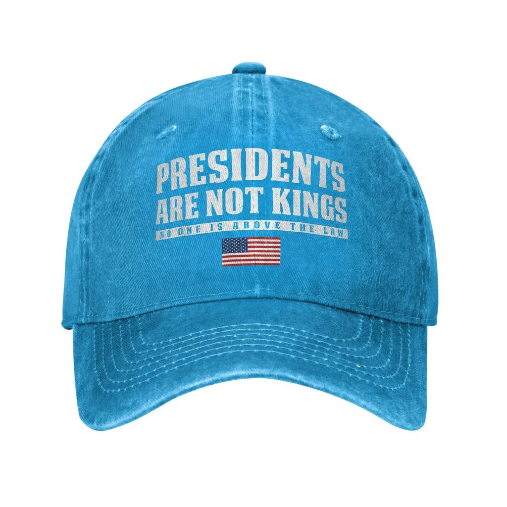Presidents Are Not Kings USA Flag Unisex Baseball Cap No Kings In America Distressed Denim Washed Hats Cap Outdoor Soft Headwear