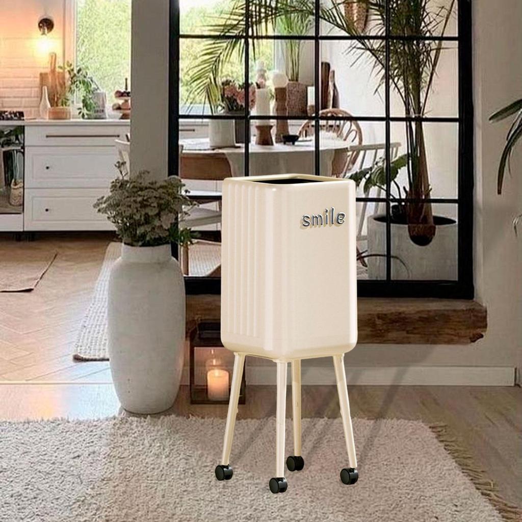 Modern stor rullande soptunna utan lock för kontor, kök, restaurang, badrum.