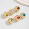 High-end Geometric Inlaid Gemstone Ring Set Personality Liquid Alloy Smooth Ring