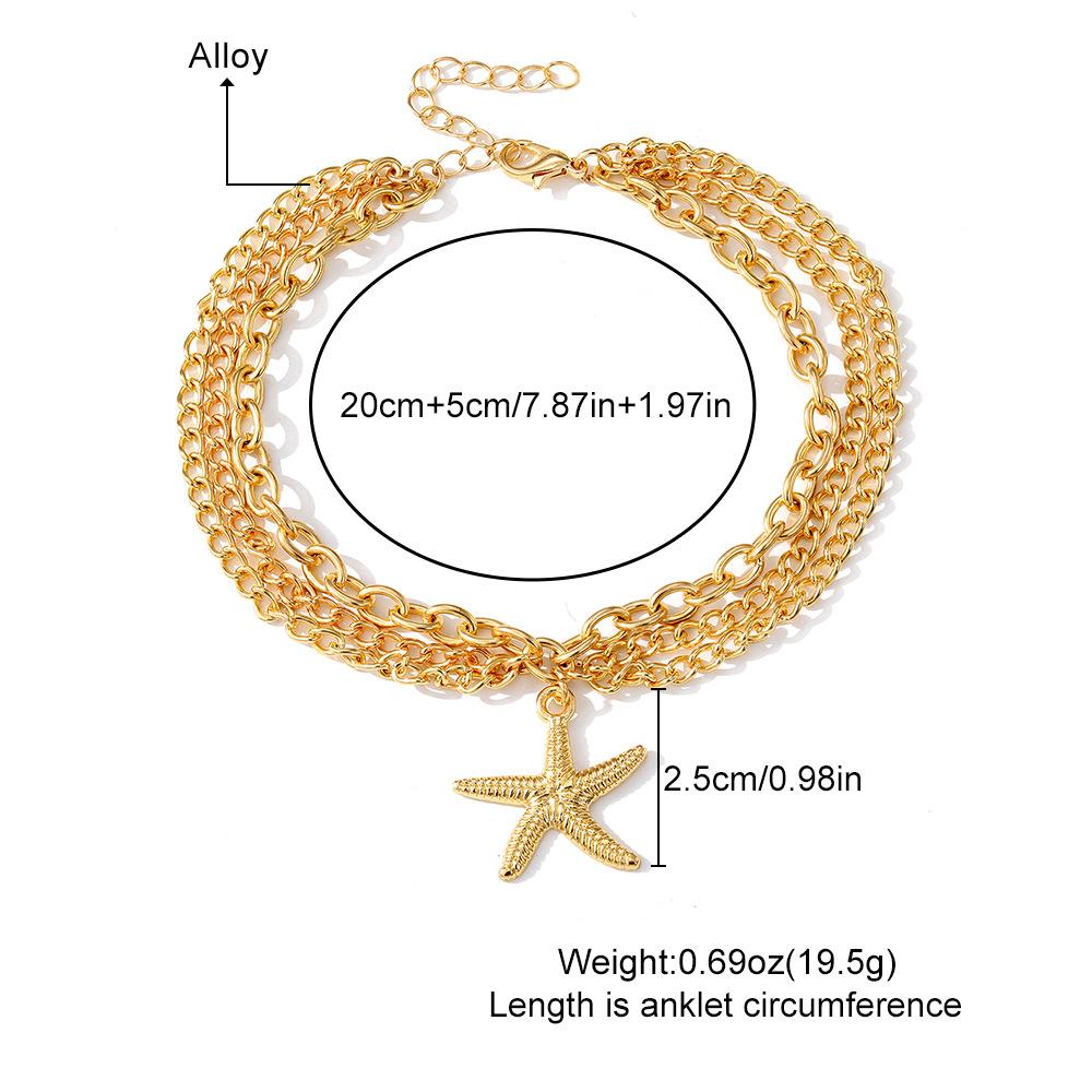 Bohemian beach three layers starfish anklet for ladies