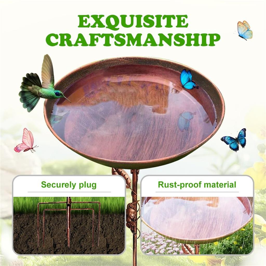 Standing Metal Bird Baths For Outdoors, Garden Birdbath Birdfeeder For Outside Yard Decor 0.7 Gallon