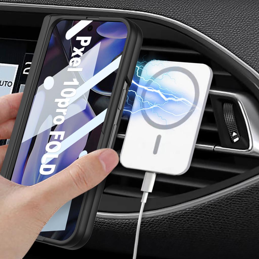 GKK For Google Pixel 10 Pro Fold Magnetic Case Hinge Protection PC+Tempered Glass Kickstand Phone Cover