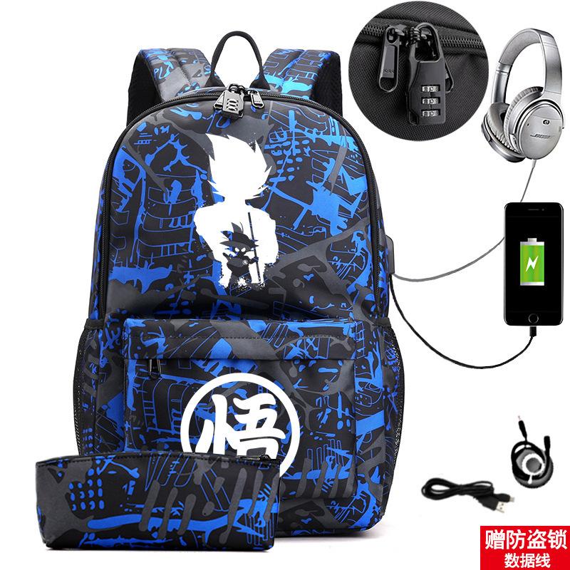 Animation Peripheral Cool Trend Schoolbag Multi-Function Usb Large Capacity Backpack Student Pencil Case Set