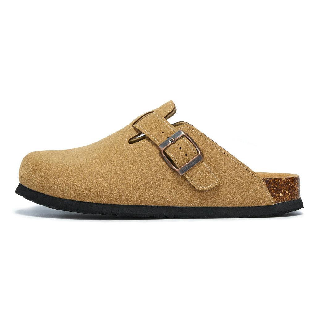 Fashion Men's Shoes Baotou Cork Men's Slippers Cowhide Men's Women's Half Slippers for Winter Big Size 35-45