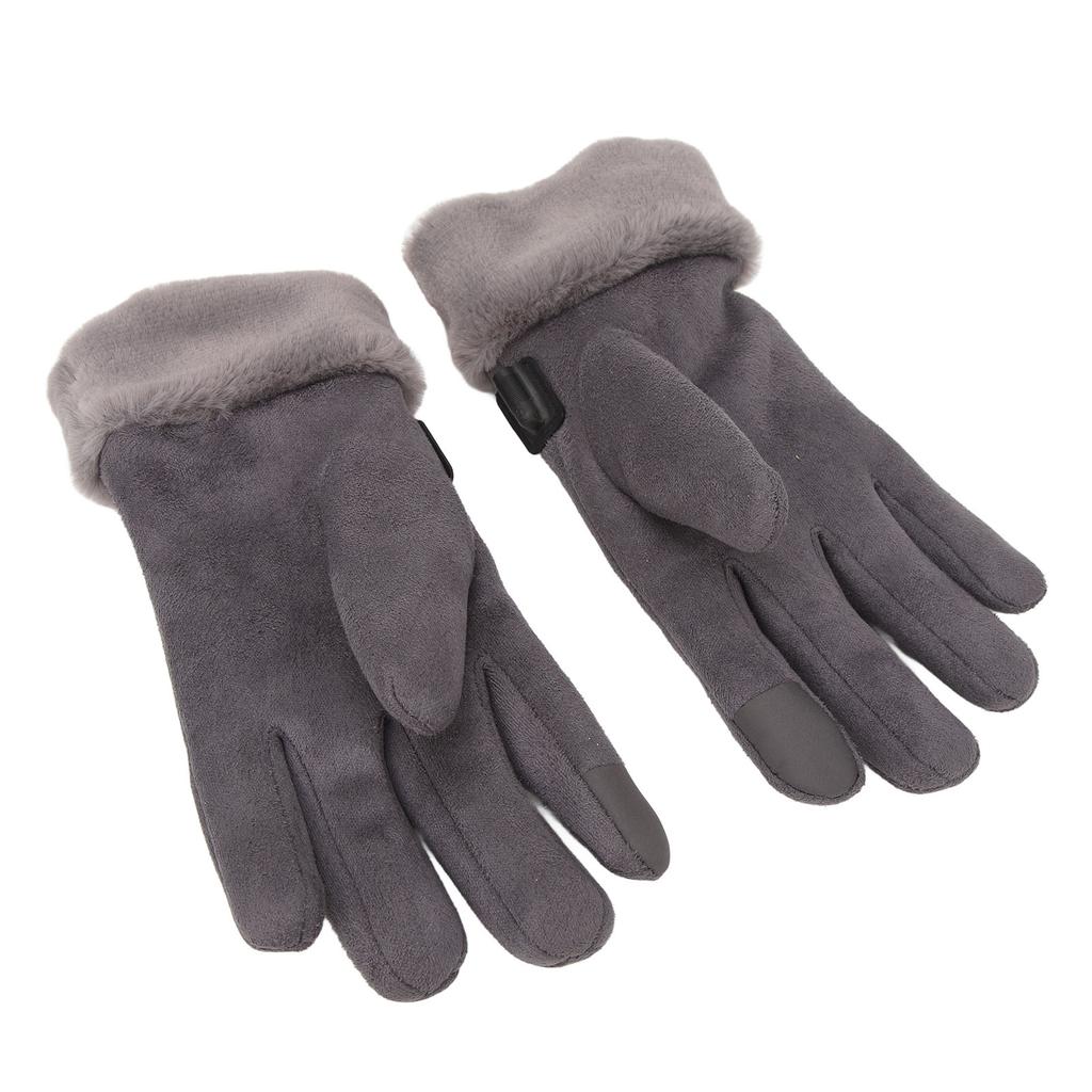 USB Heated Gloves Fluff Non Slip Palm Waterproof Adjustable Elastic Wristband Windproof Thermal Gloves for Women Cold