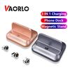 VAORLO Doca de carregamento suporte magnético micro tipo-c 8pin carregador de telefone para iphone xiaomi huawei suporte de mesa carregamento 3 em 1