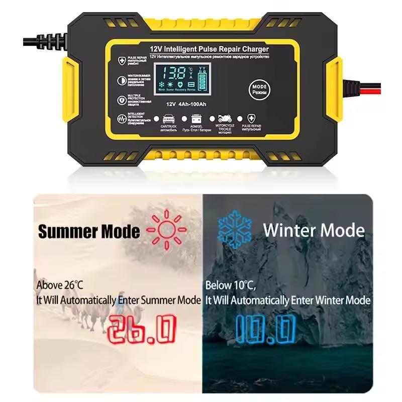 12V 6A Full Automatic Car Battery Charger Digital Display Battery Charger Power Puls Repair Chargers Wet Dry Lead Acid