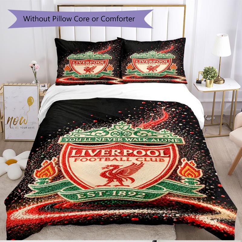 Set copripiumino 3 pezzi (1*Copripiumino + 2*Federe, Senza Nucleo), Set Biancheria da Letto Morbido Stagione Unica Liverpool F.C. Stampa, Regalo Decorazione Camera da Letto Casa