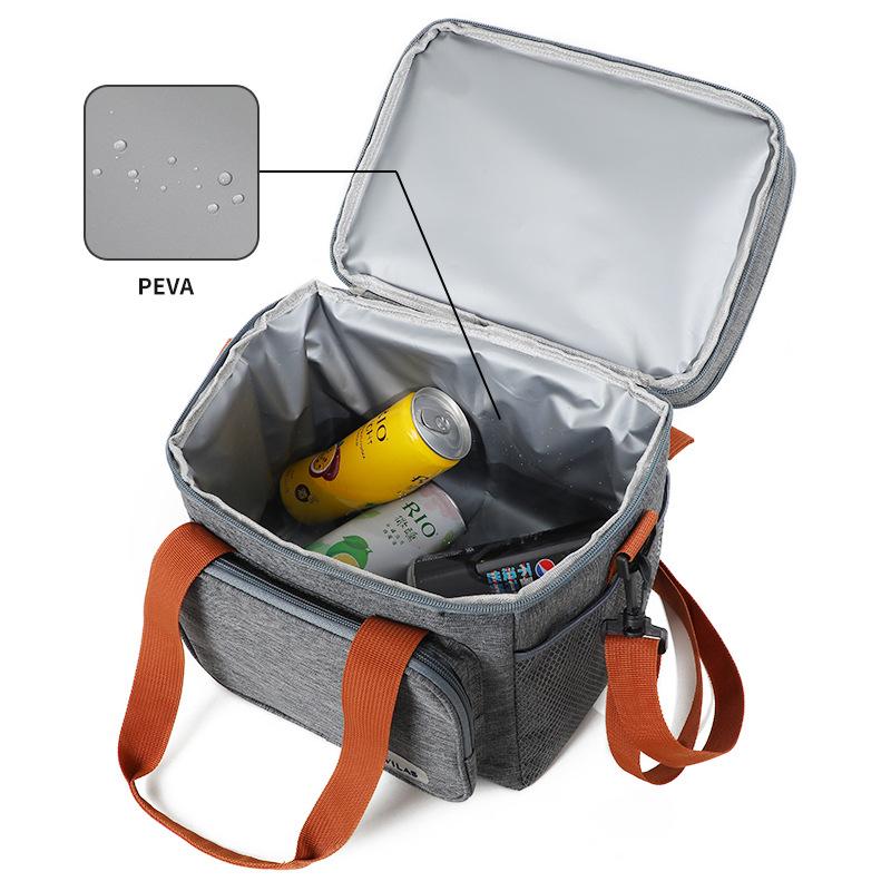 New Double-layer Lunch Bag, Large-capacity Cooling Bag, Crossbody Insulated Bag with Multiple Pockets for Camping, Picnic