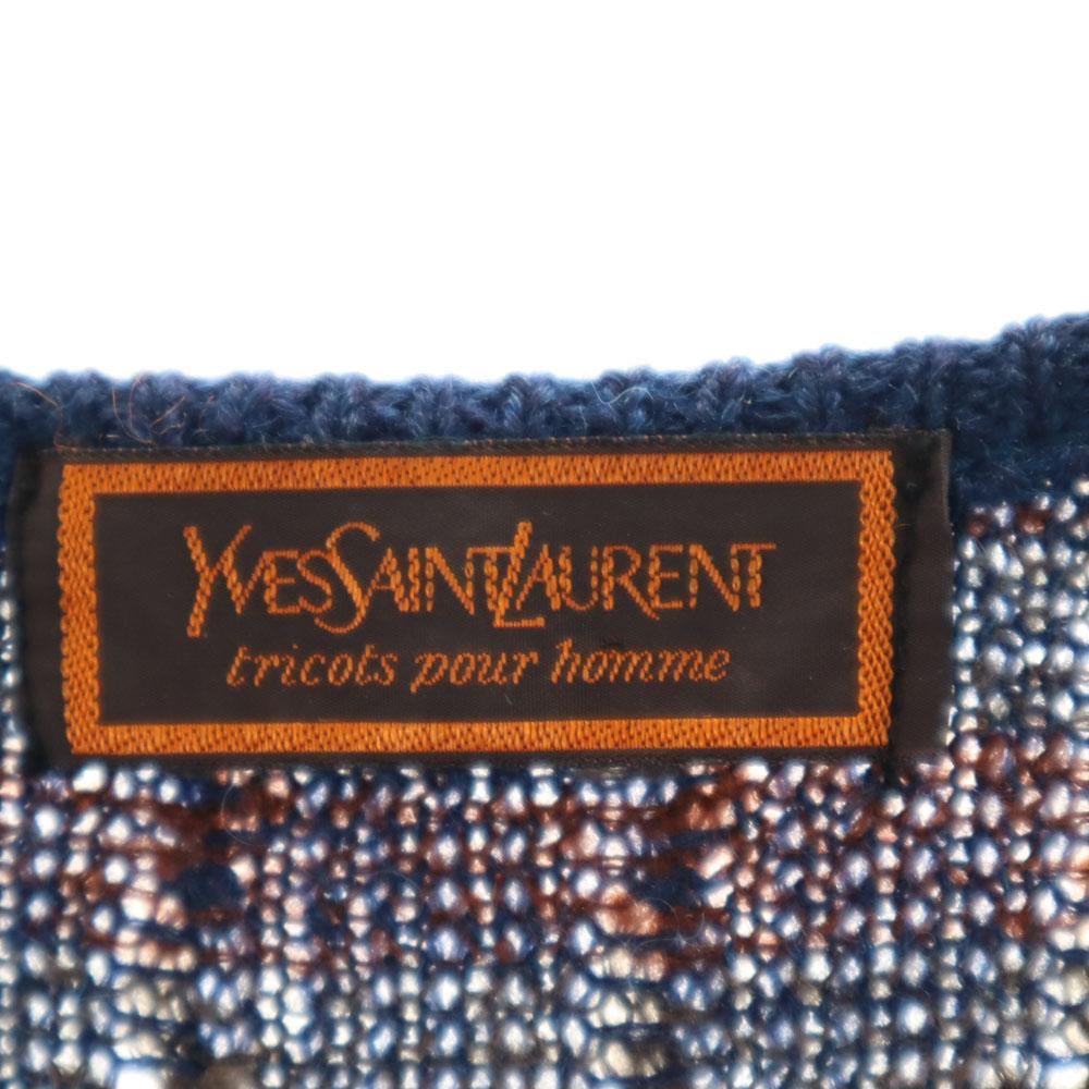 YVES SAINT LAURENT 90s Old V neck Knit vest M Navy Men's Used