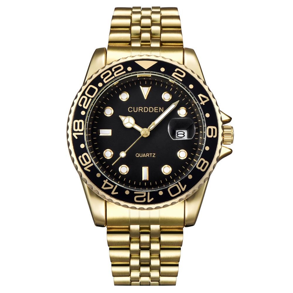 Men's Hip-Hop Style Steel Band Sea-Dweller Calendar Quartz Watch