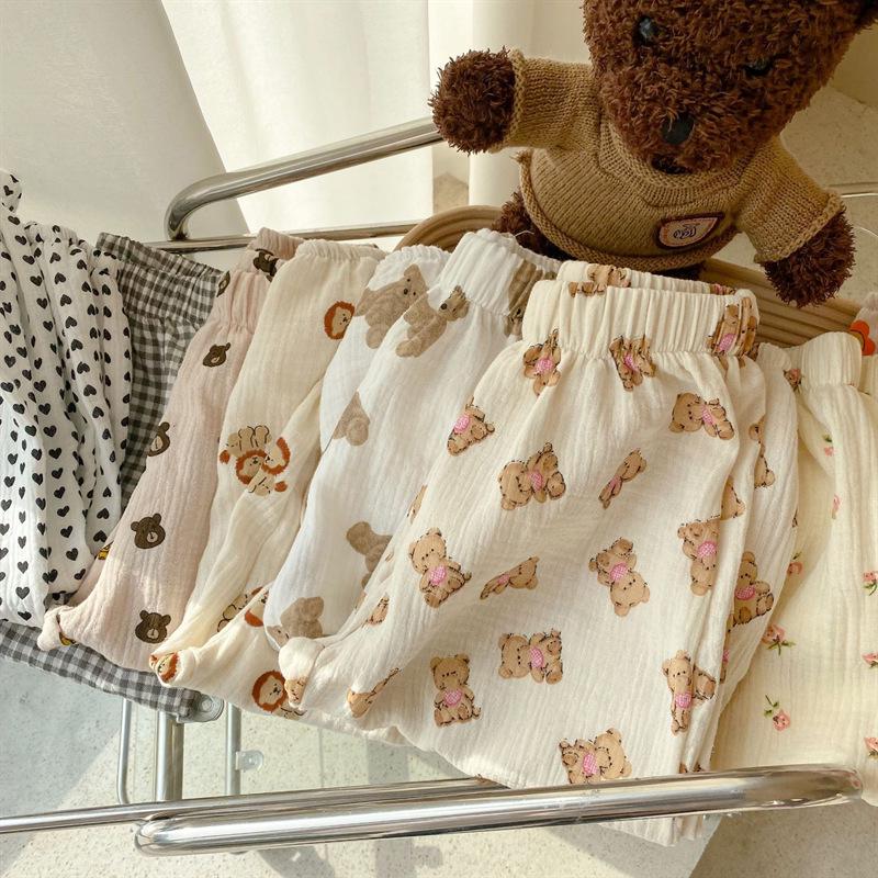 Kids' 2024 Summer Cotton Anti-Mosquito Pants - Korean Double Gauze Thin Bloomers for Boys and Girls