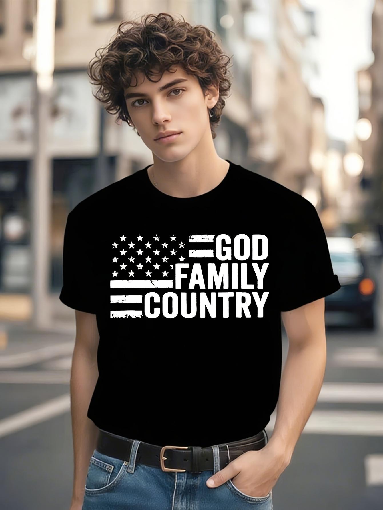 Patriotic American Flag Tshirt - GOD FAMILY COUNTRY Bold ... M