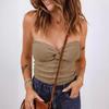 Top a tubo senza spalline con nodo frontale da donna Top corto a coste senza maniche Y2K Casual da sera