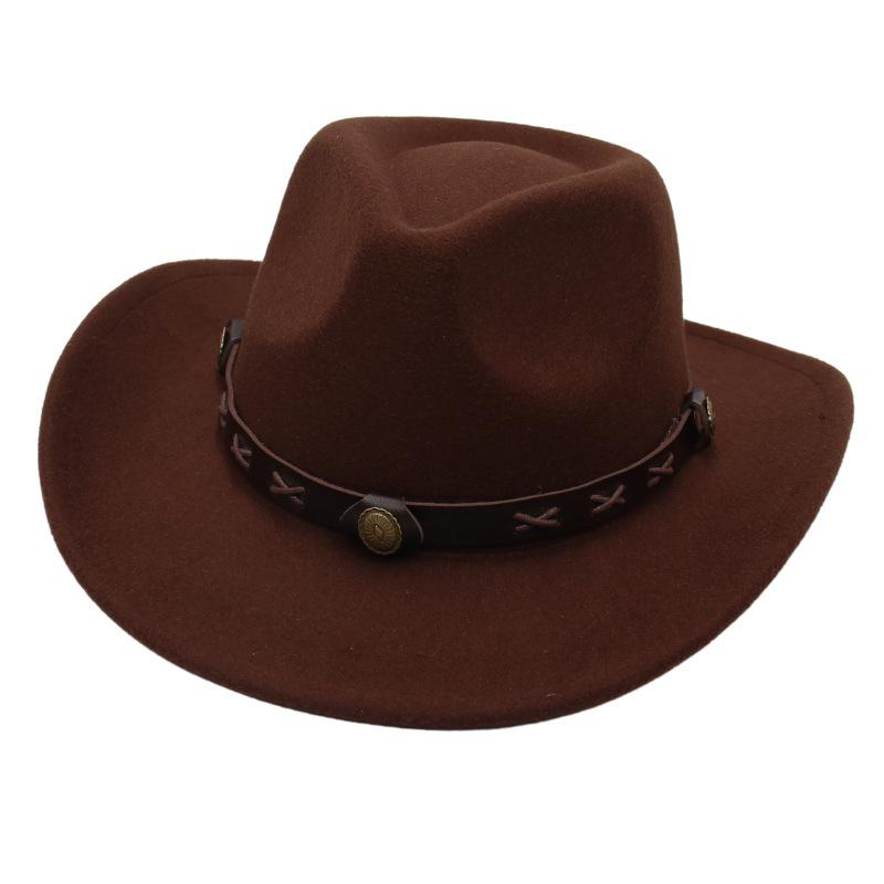 Metal Belt Top Hat Cowboy Hat Street Shot Jazz Hat Ancient Felt Hat Performance Antique Sun Hat Dance