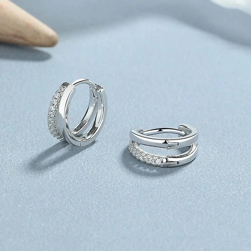 925 Sterling Silver Small Hoop Earrings For Women Luxury Elegant Love Heart Cubic Zirconia Earring Classic Party Wedding Jewelry
