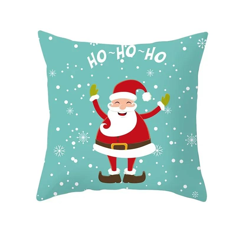 Polyester Fiber Green Series Christmas 2024 Pillow Cover Sofa Cushion Home Decorative Pillows Cover