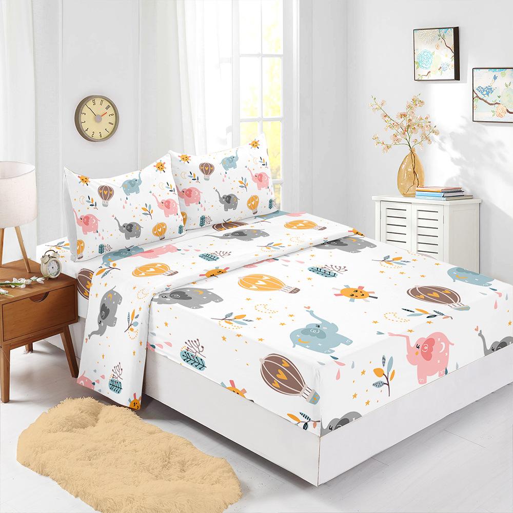 Four-Piece Mattress Sheet Digital Printing Small Fresh Mattress Protective Cover Bedding