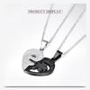 Qixi Valentine's Day Couple Heart Key Patchwork Black & White Matching Necklace