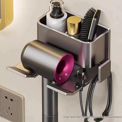 Wall-Mounted Hair Dryer Holder and Shelf