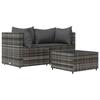VidaXL Garden Lounge Set 3 Pcs with Cushions Grey Wicker, Outdoor Lounge Set, Furniture Set 319763
