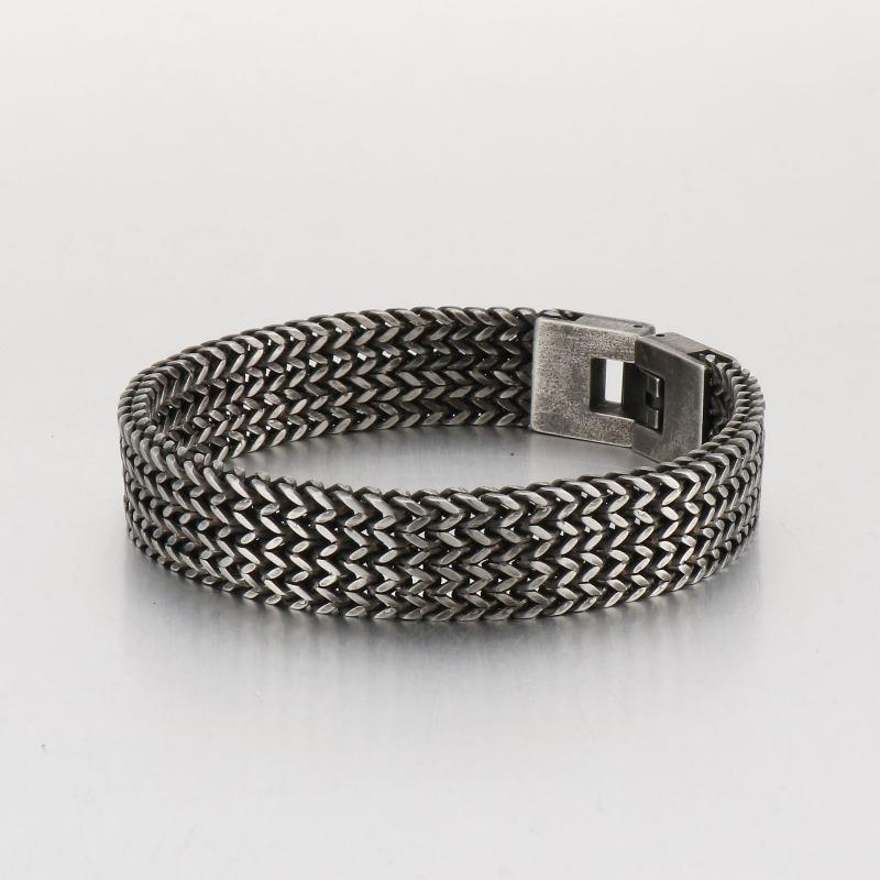 Titanium Steel Positive and Negative Keel Chain European and American Jewelry, Personalized Square Fish Scale Men s Stainless Steel Tide Bracelet 20.5cm