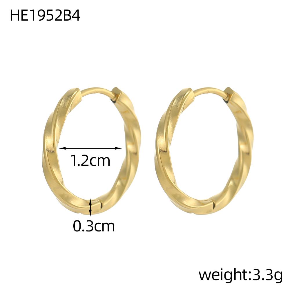 CARLIDANA Chic Simple Hoop Earrings Ins Simple Women Fashion Earrings Stainless Steel Gold Plated Twisted Circle Huggies Earring