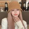 Wool Bucket Hat for Women Korean Style Retro Fashion Versatile Waffle Basin Hat Autumn and Winter Warm Knitted Bucket Hat