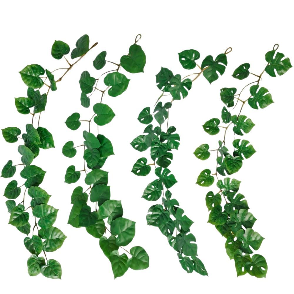 Plastic Vines Simulated Rattan Leaves Decorative Leaves Green Leaves Turtle Back Leaves Artificial Plants Gift Pipe Decoration