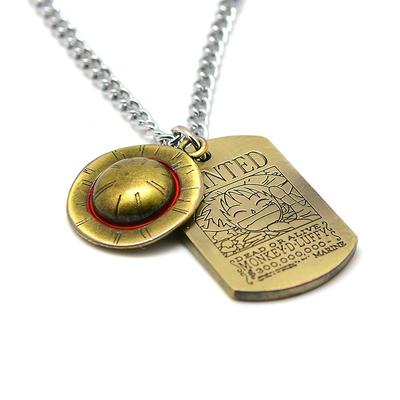 Anime Een Stuk Ketting Luffy Strohoed En Schedel Logo Dog Tag Hanger Mannen Mode Choker Accessoires Sieraden Figuur Speelgoed