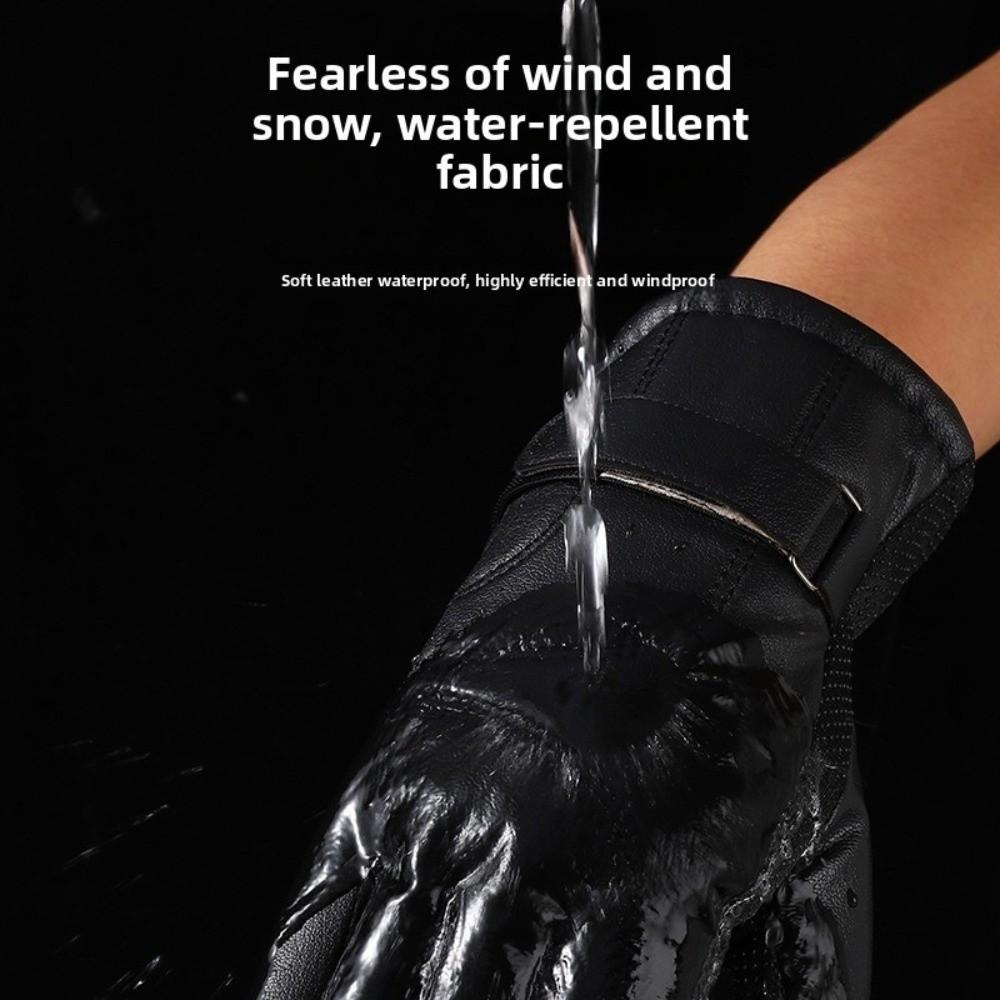 Multifunction Winter Ski Gloves Keep Warm Driving Gloves Fashion Men Leather Mittens  Cycling