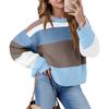 Women's Color Block Cropped Sweaters Winter Trendy Casual  Going Out Striped Pullover Tops