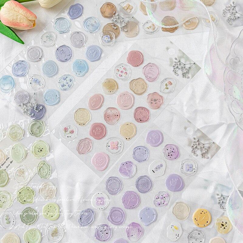 18pcs/20pcs Bag Wax Seals Stamp Sticker for Kid Vintage European Style Candy Color Sticker for Children DIY Decroative Scrapbook