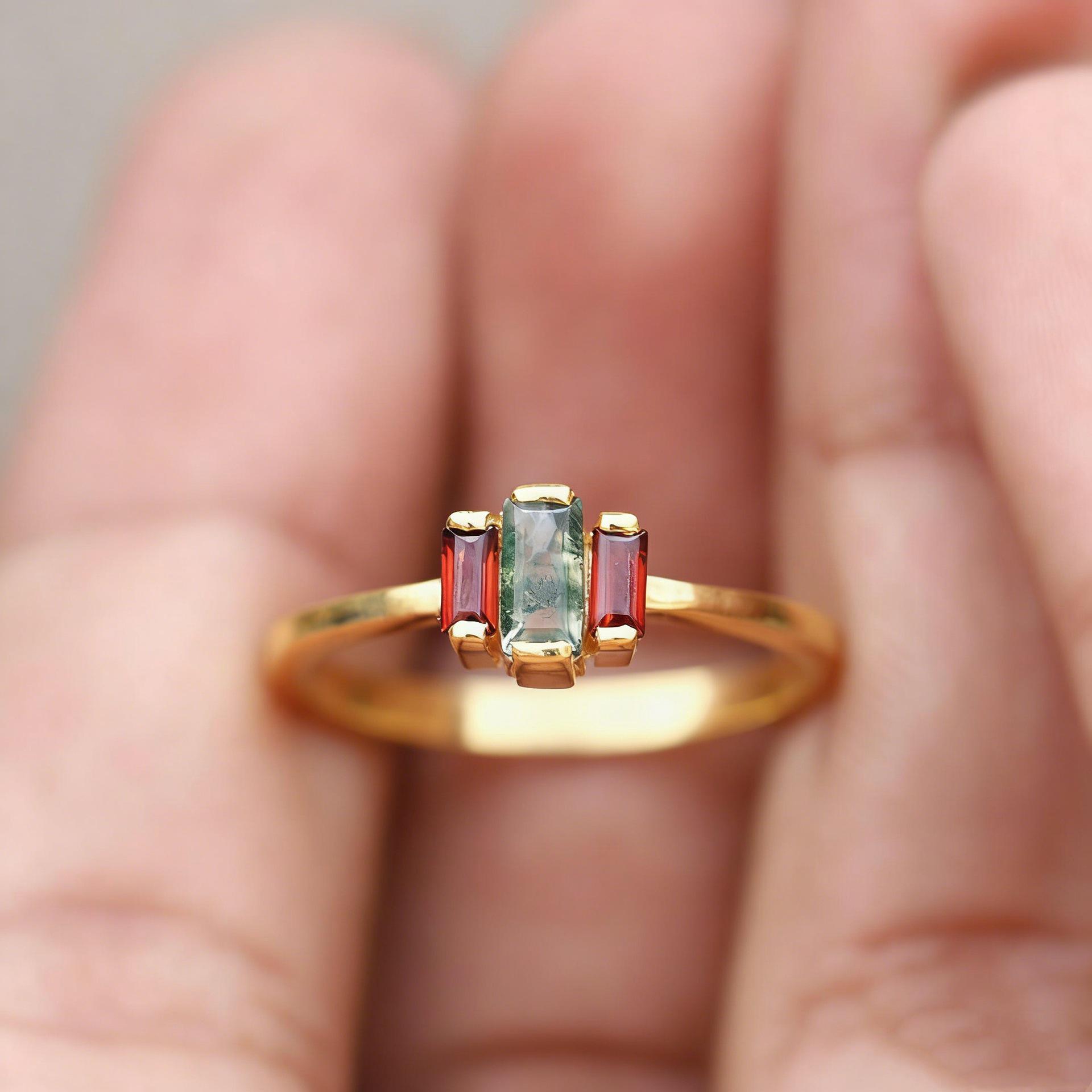 Серебряное кольцо Art S925 с натуральным камнем - Универсальное, стильное женское украшение US Size 6