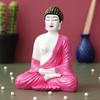 White Pink Resin Handcrafted Meditating Lord Buddha Statue for Living Room Home Decor Office