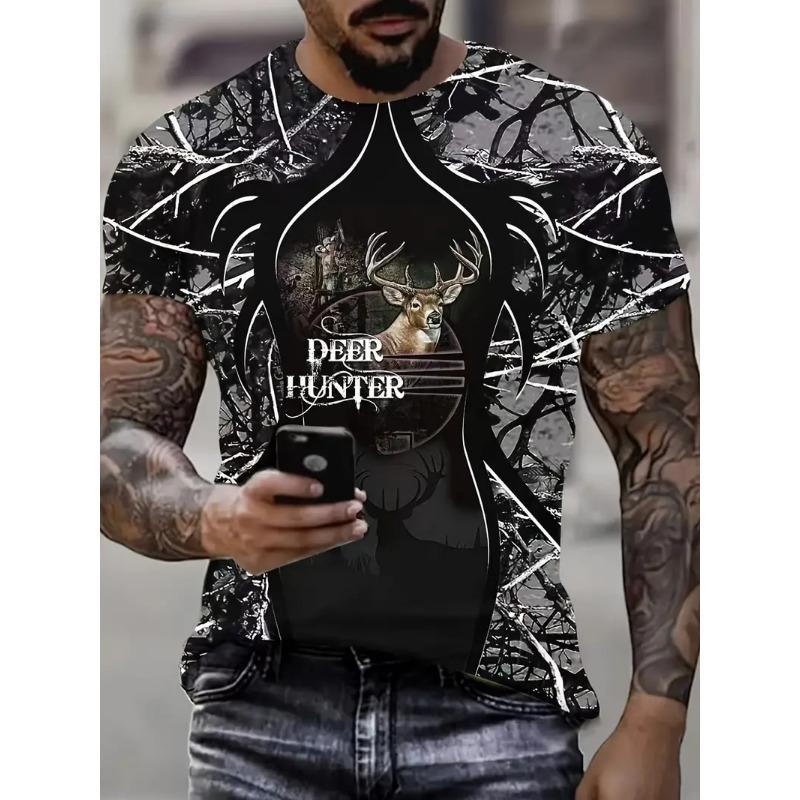Duck Hunting Dog T-shirts 3D Print Deer Hunter Men's Streetwear Fashion Short Sleeve O-Neck T Shirt Oversized Tops Tees Clothing