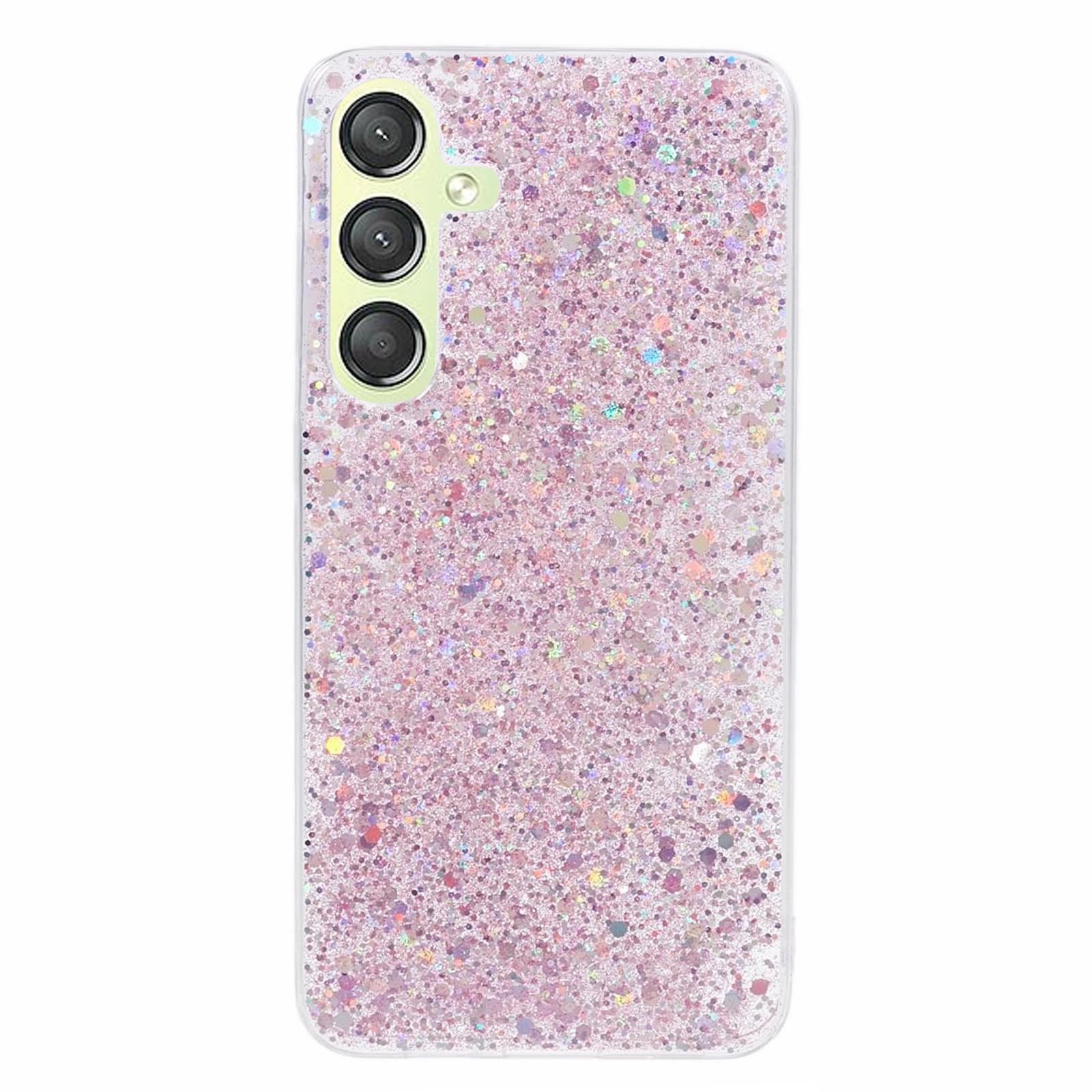 

For Samsung Galaxy S24 TPU Case Glitter Sequins Anti-scratch Phone Cover Pink