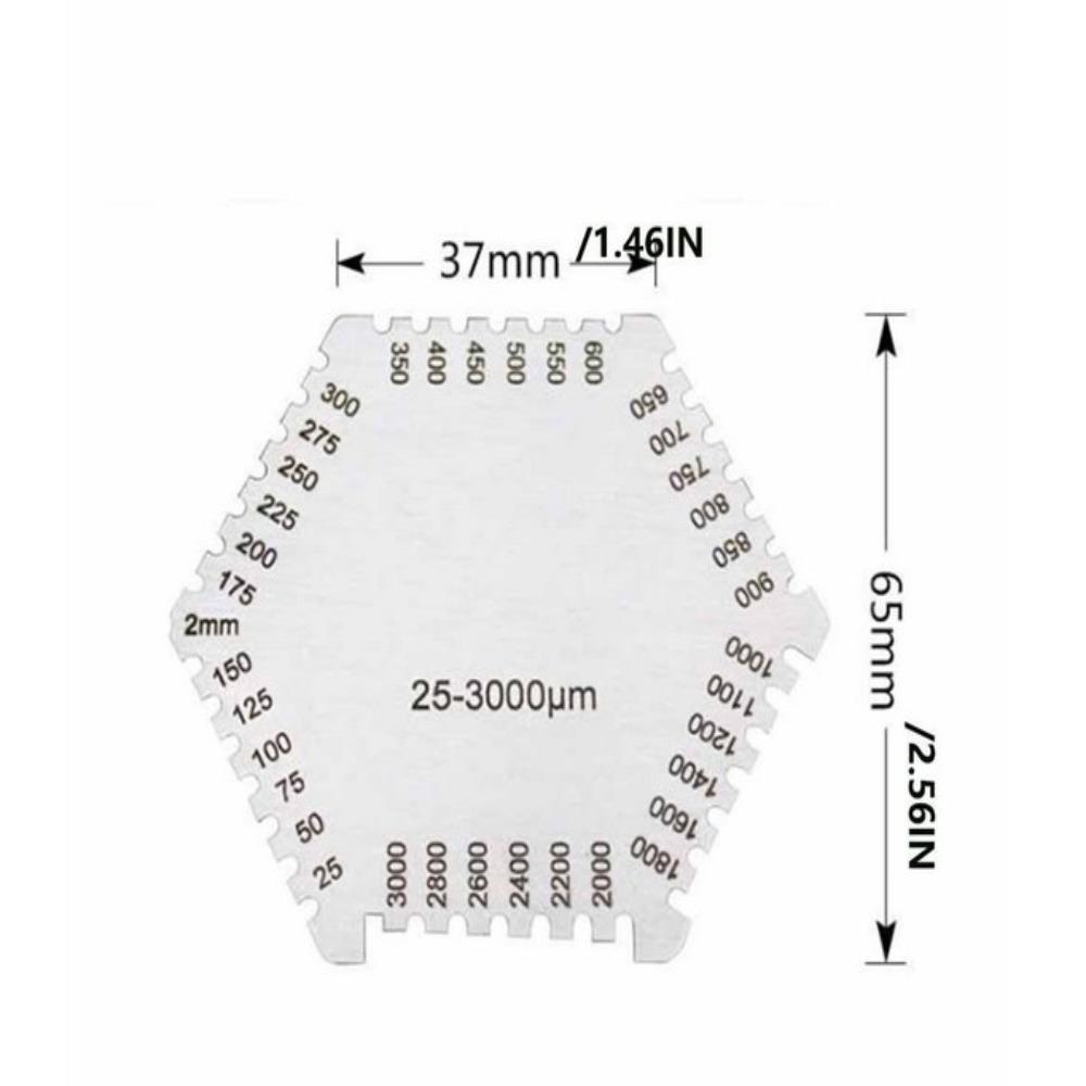 Stainless Steel Paint Coating Hexagon Wet Film Comb Anticorrosion Not Easy To Rust Wet Diaphragm Thickness Gauge Silver