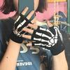 Luminous Halloween Skeleton Skull Gloves Punk Half Finger Gloves Winter Unisex Skull Fingerless Knitted Mitten Glow in The Dark