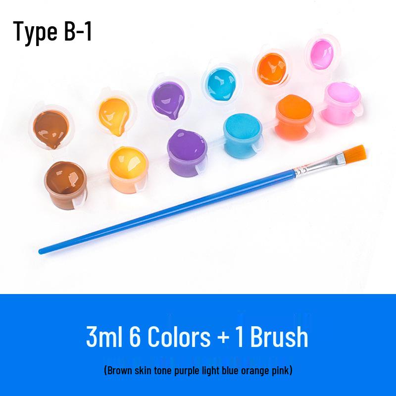 12-Color 3ml Children s Acrylic Paint Set with Brush - Eco-Friendly, Non-Irritating for Kindergarten Crafts 1 Set