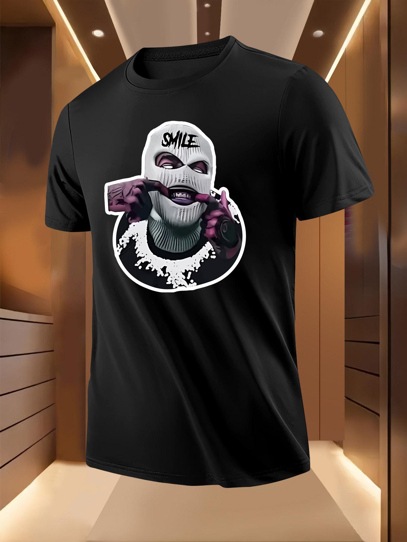 Summer Tshirt with Bold Mask Print - Breathable XXXL