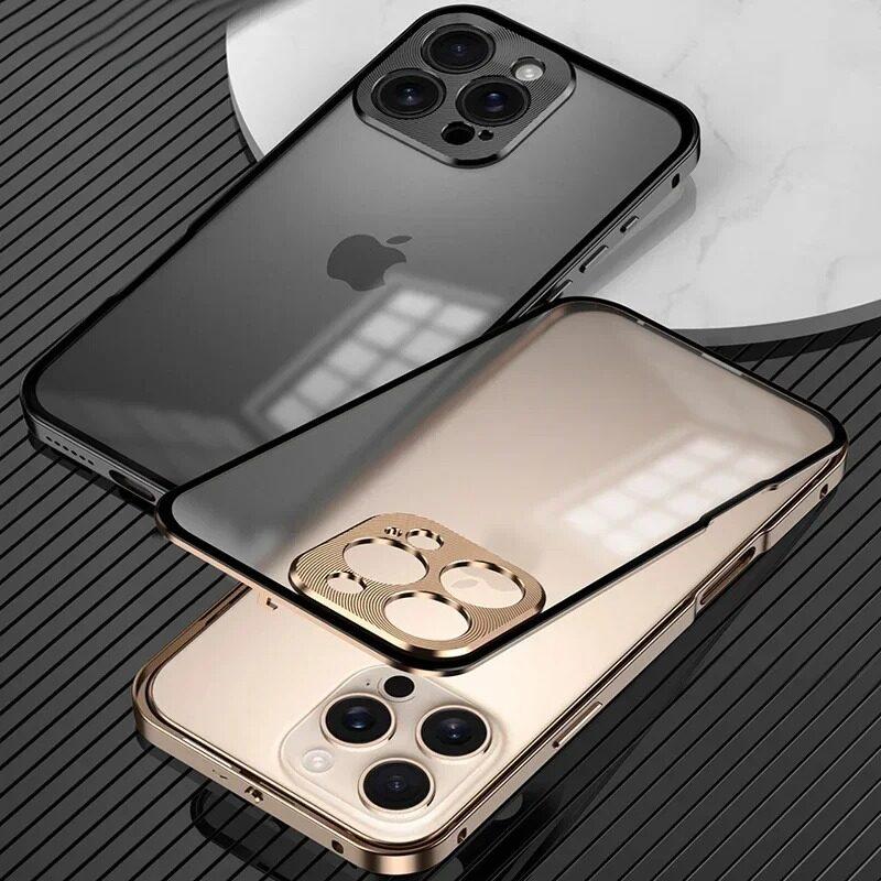 Magnetyczne Etui do iPhone 16 Pro Max 15 14 Plus 13 12 Magsafe Metalowa Sprężyna Odporne na Wstrząsy Stop Aluminium Ochrona Obiektywu Matowe Plecy Zderzaki Telefonu