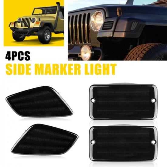 

4X Fender Bumper Side Marker Blinker Lights Housing for 1997-2006 Jeep Wrangler