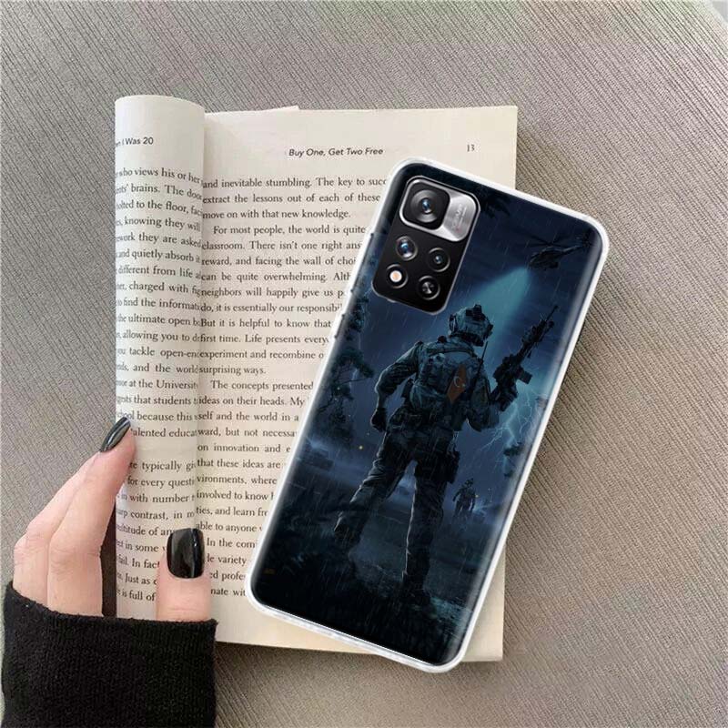 Power Army Soldier Phone Case For Redmi Note 13 12 Pro Plus 14 15 Pro 5G 11 11T 11E 11S 10 Pro 10S 9 9S Cover Cell Clear TPU Cap