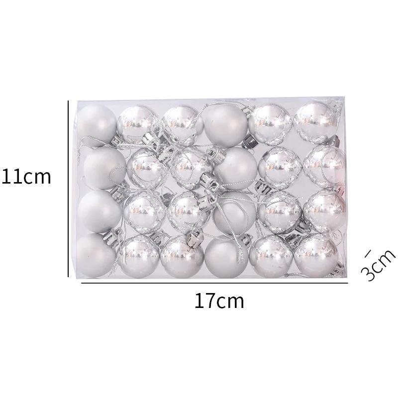 24 Stück/Box Weihnachtskugeln Weihnachtsbaumschmuck Weihnachtsbaumkugeln Runde Polystyrolkugel Weihnachten Silvesterdekorationen 2025