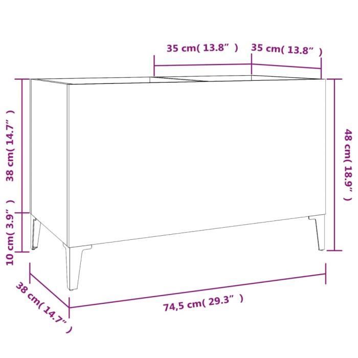 VidaXL Record Cabinet Sonoma Oak 74.5x38x48 Cm Engineered Wood 831968
