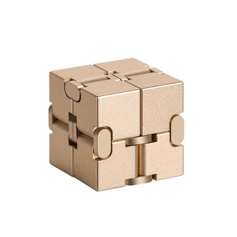 Infinite Cube Aluminum Alloy Metal Edc Stress Relief Mini Toy Portable Office Infinite Flip Cubic Fidget Relax Venting Toys